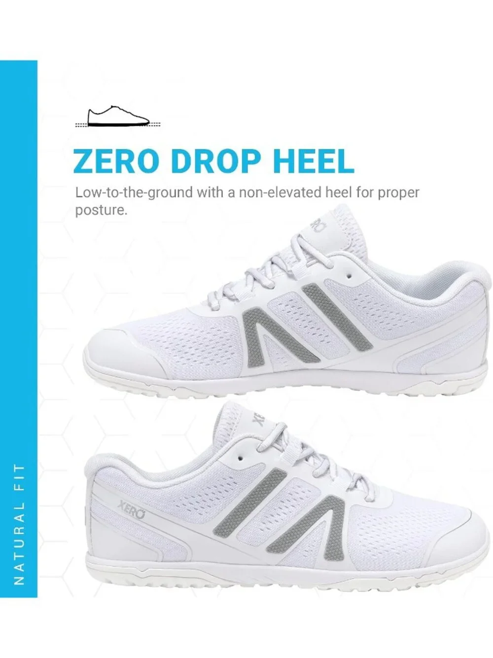 Xero Men's White Rubber Lightweight Lace Up Running Comfortable Athletic Shoes